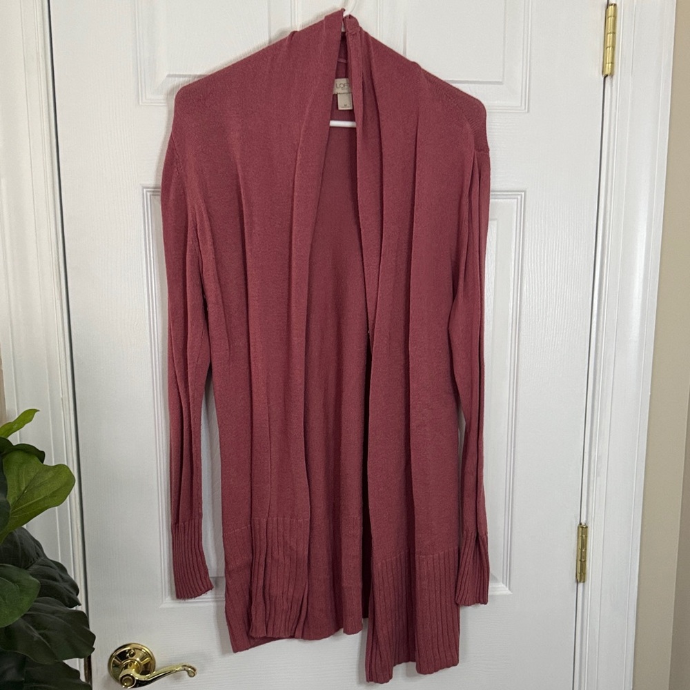 LOFT Mauve Open Front Cardigan